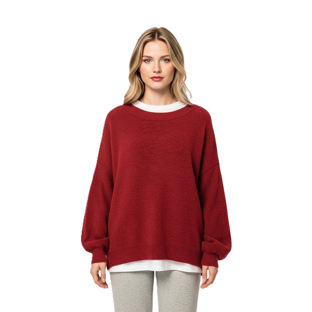 Casual Long Sleeve Sweater With Split Design And Loose Fit For Women - Image 7