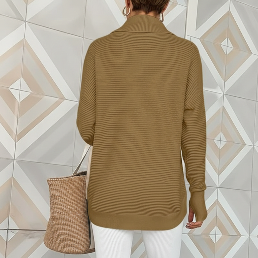 Long Sleeve Quarter Zip Pullover With Collar For Women - Image 15