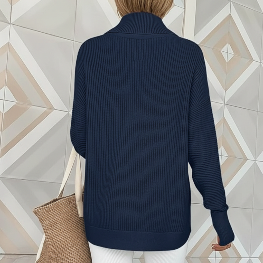 Long Sleeve Quarter Zip Pullover With Collar For Women - Image 14