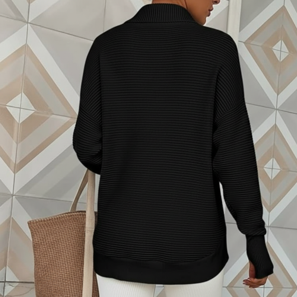 Long Sleeve Quarter Zip Pullover With Collar For Women - Image 18