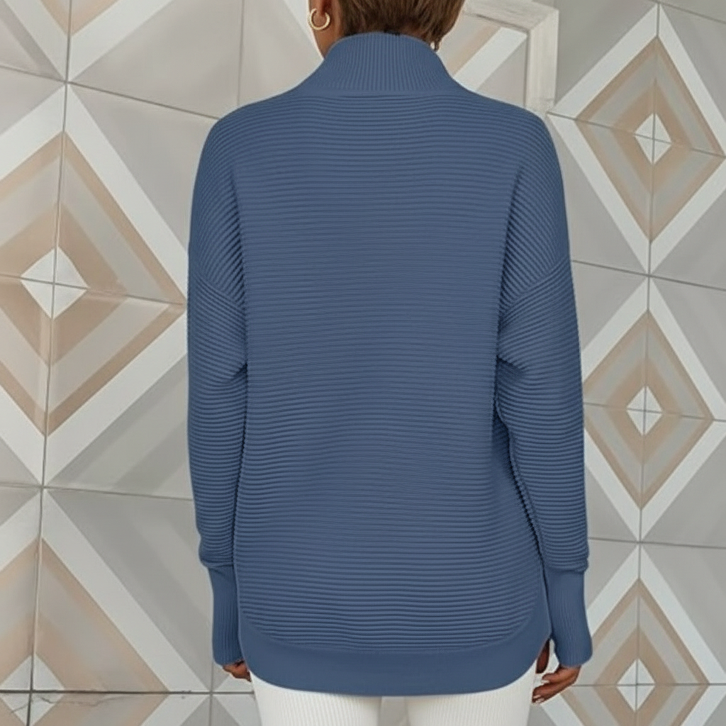 Long Sleeve Quarter Zip Pullover With Collar For Women - Image 16