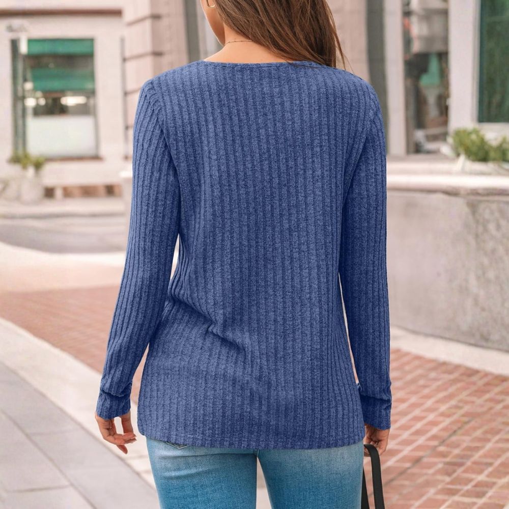 Long Sleeve Knit Tunic Top With Lace Detail For Women - Image 20
