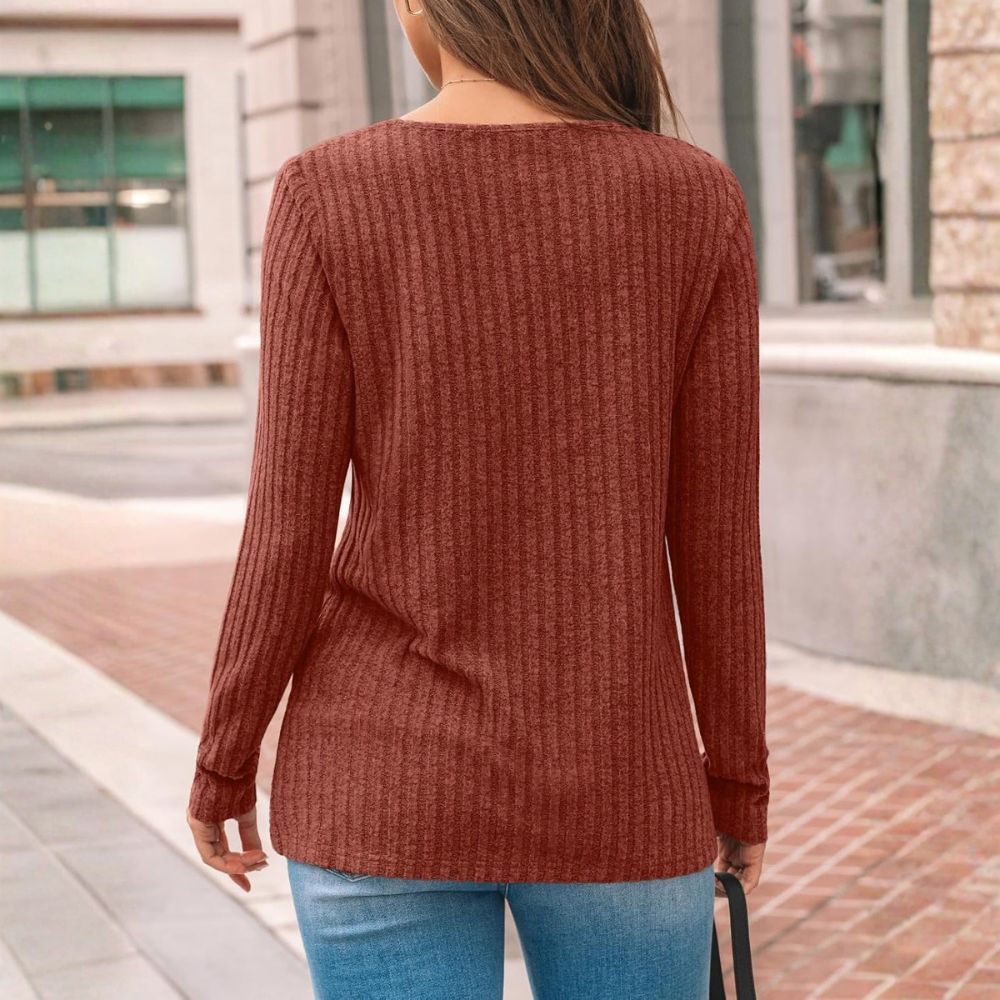 Long Sleeve Knit Tunic Top With Lace Detail For Women - Image 14