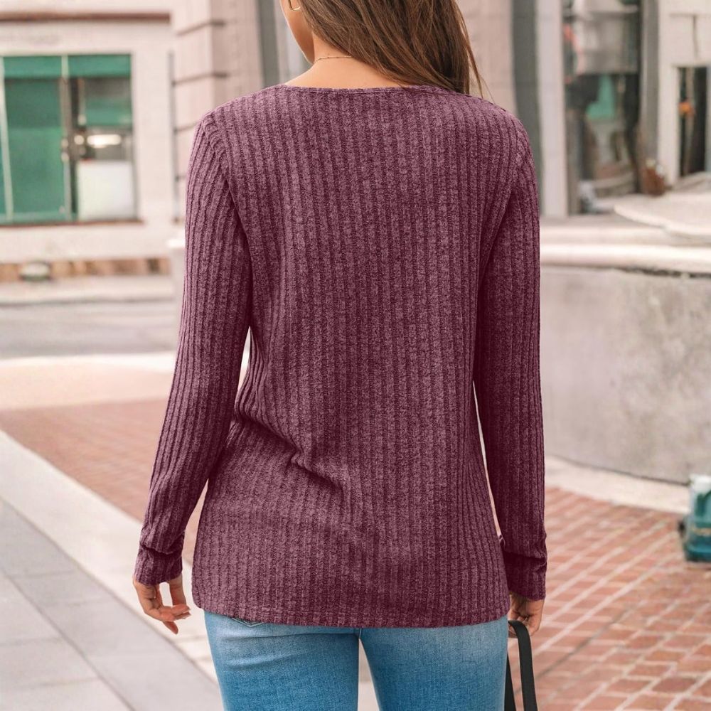 Long Sleeve Knit Tunic Top With Lace Detail For Women - Image 22