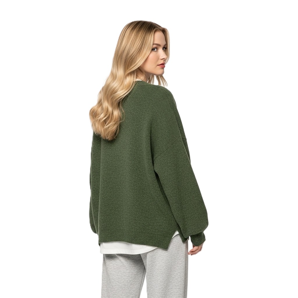 Casual Long Sleeve Sweater With Split Design And Loose Fit For Women - Image 11