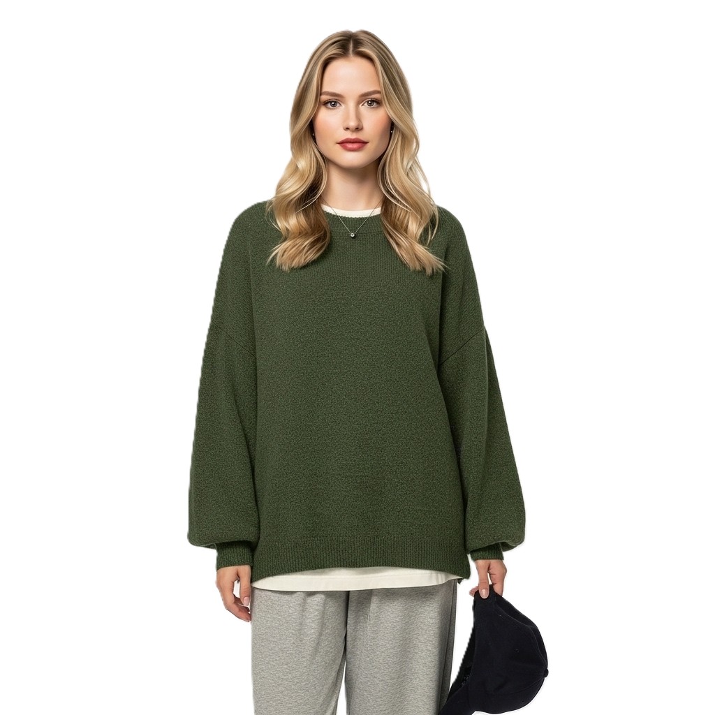 Casual Long Sleeve Sweater With Split Design And Loose Fit For Women - Image 10
