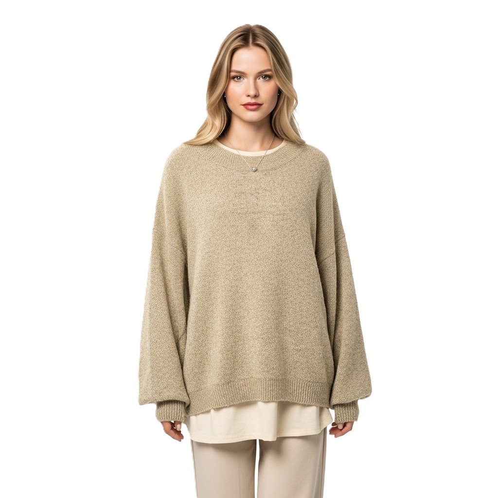 Casual Long Sleeve Sweater With Split Design And Loose Fit For Women - Image 13