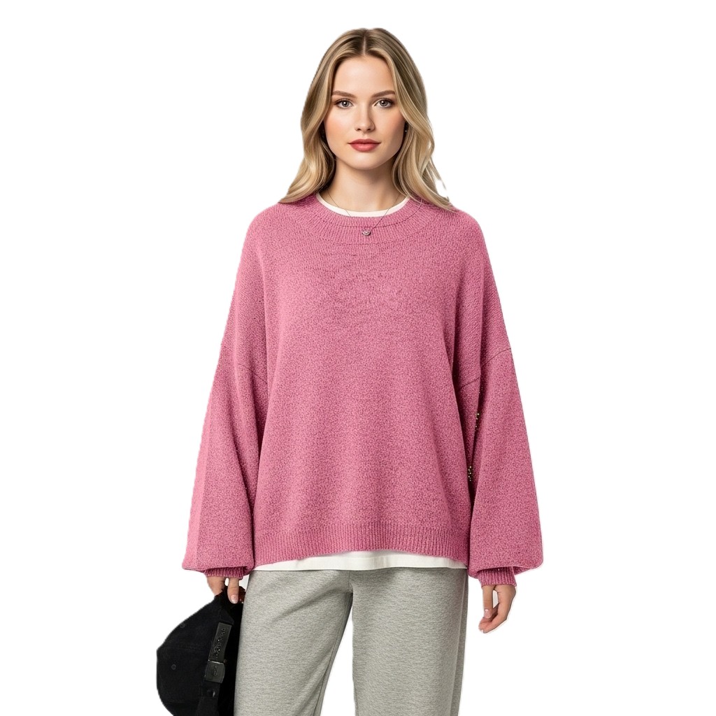 Casual Long Sleeve Sweater With Split Design And Loose Fit For Women - Image 15