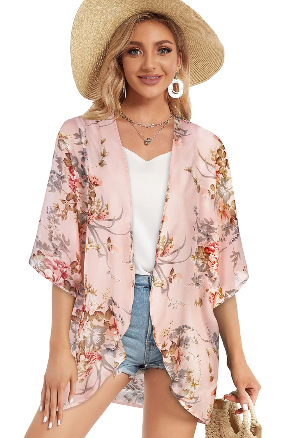 Floral Puff Sleeve Kimono Cardigan - Image 8