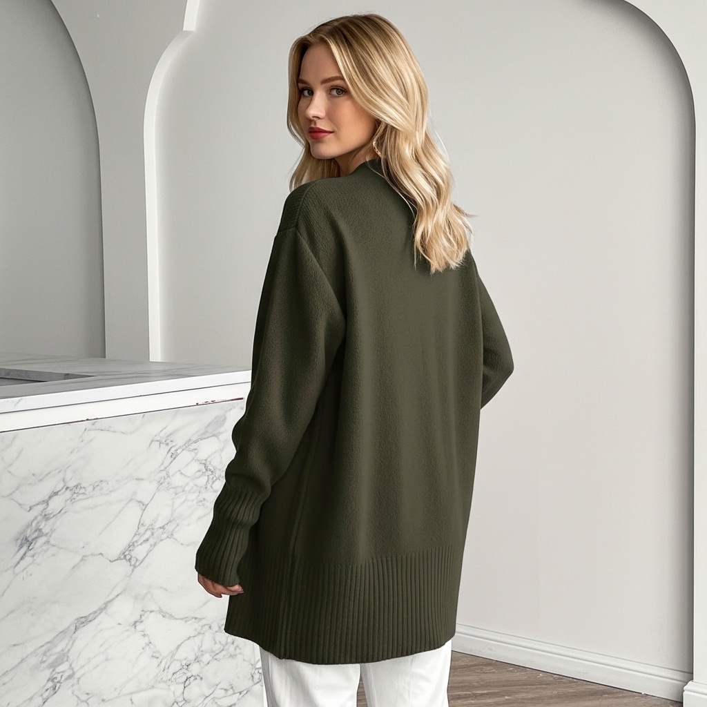 Long Length Cardigan With Long Sleeves And Open Front For Women - Image 15