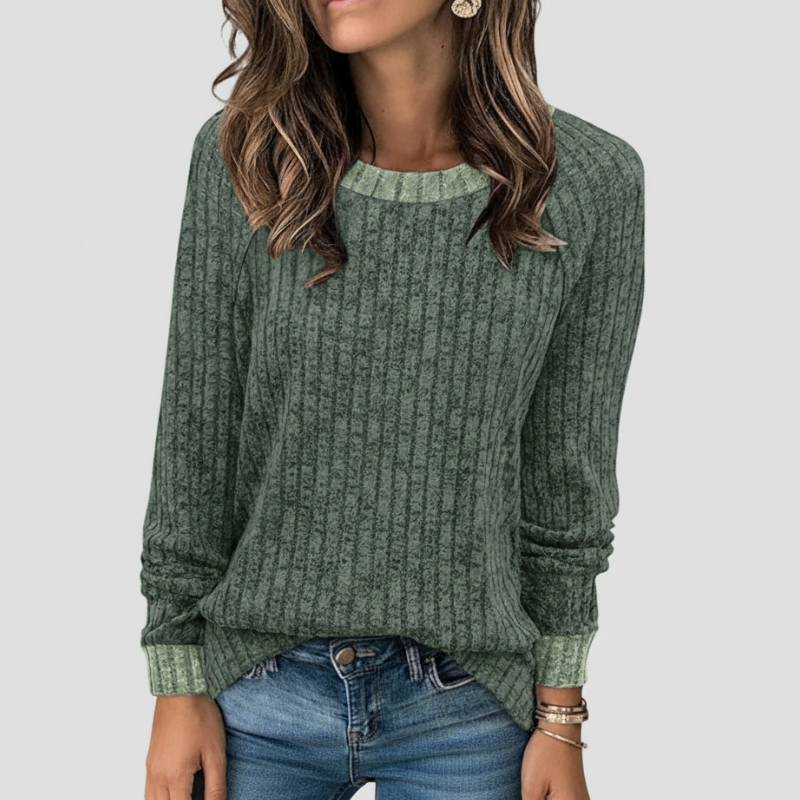 Long Sleeve Lightweight Sweater With Color Block Design For Women - Image 6