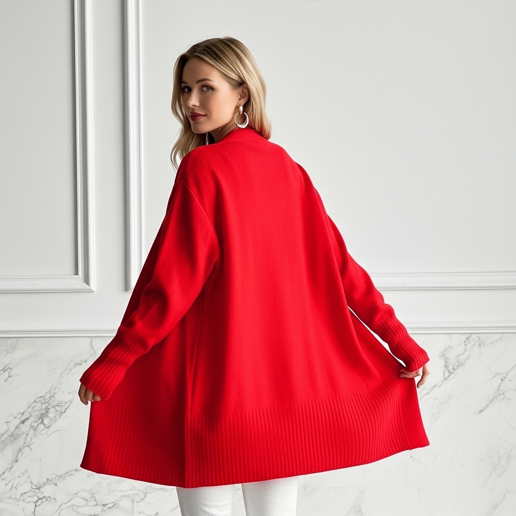 Long Length Cardigan With Long Sleeves And Open Front For Women - Image 5