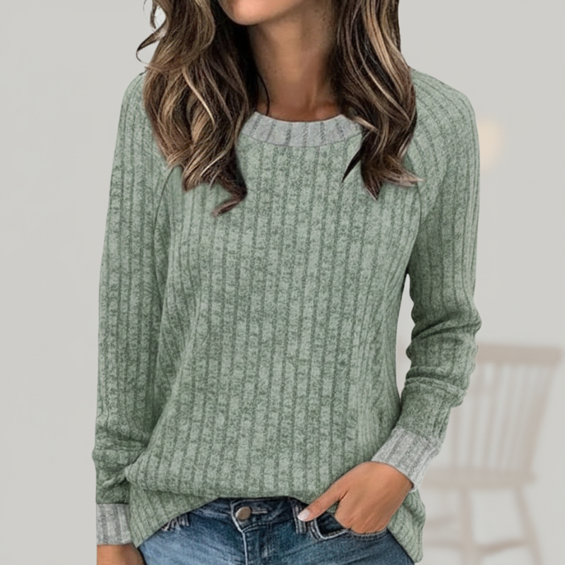 Long Sleeve Lightweight Sweater With Color Block Design For Women - Image 10