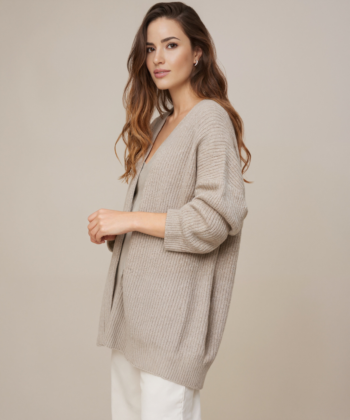 Minimalist Cashmere Knit Long Cardigan - Image 11