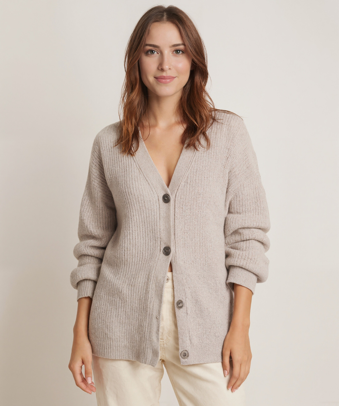 Minimalist Cashmere Knit Long Cardigan - Image 3