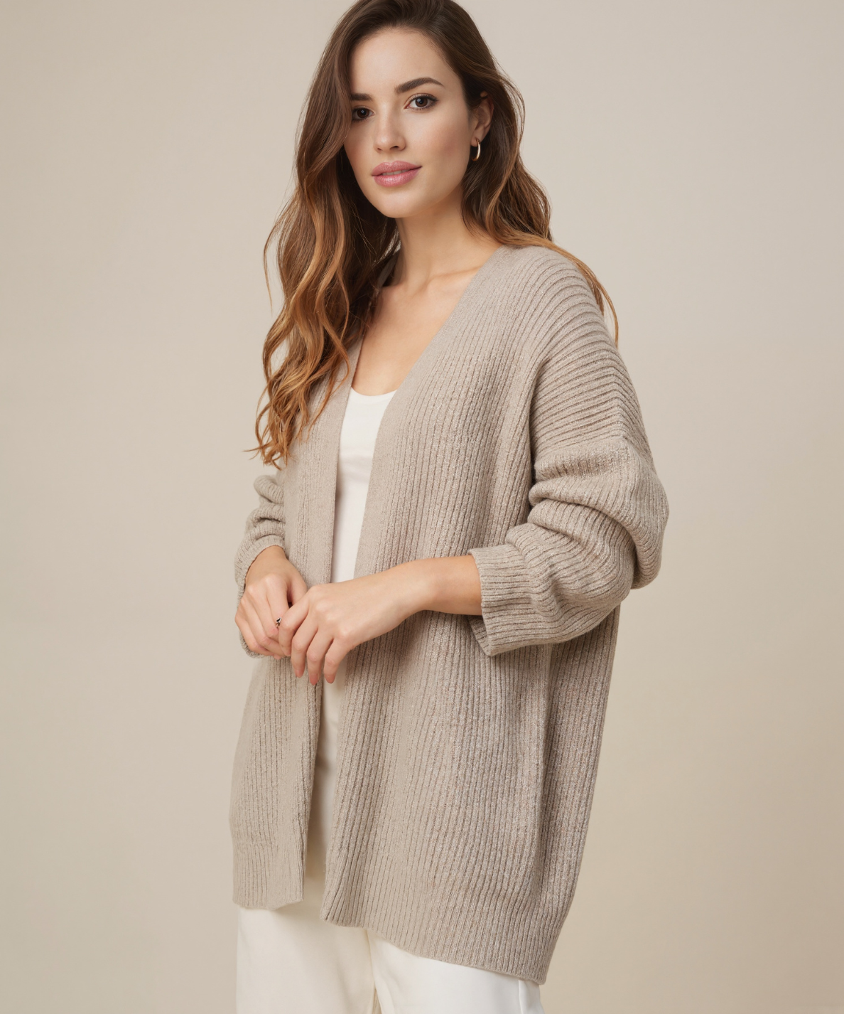 Minimalist Cashmere Knit Long Cardigan - Image 9