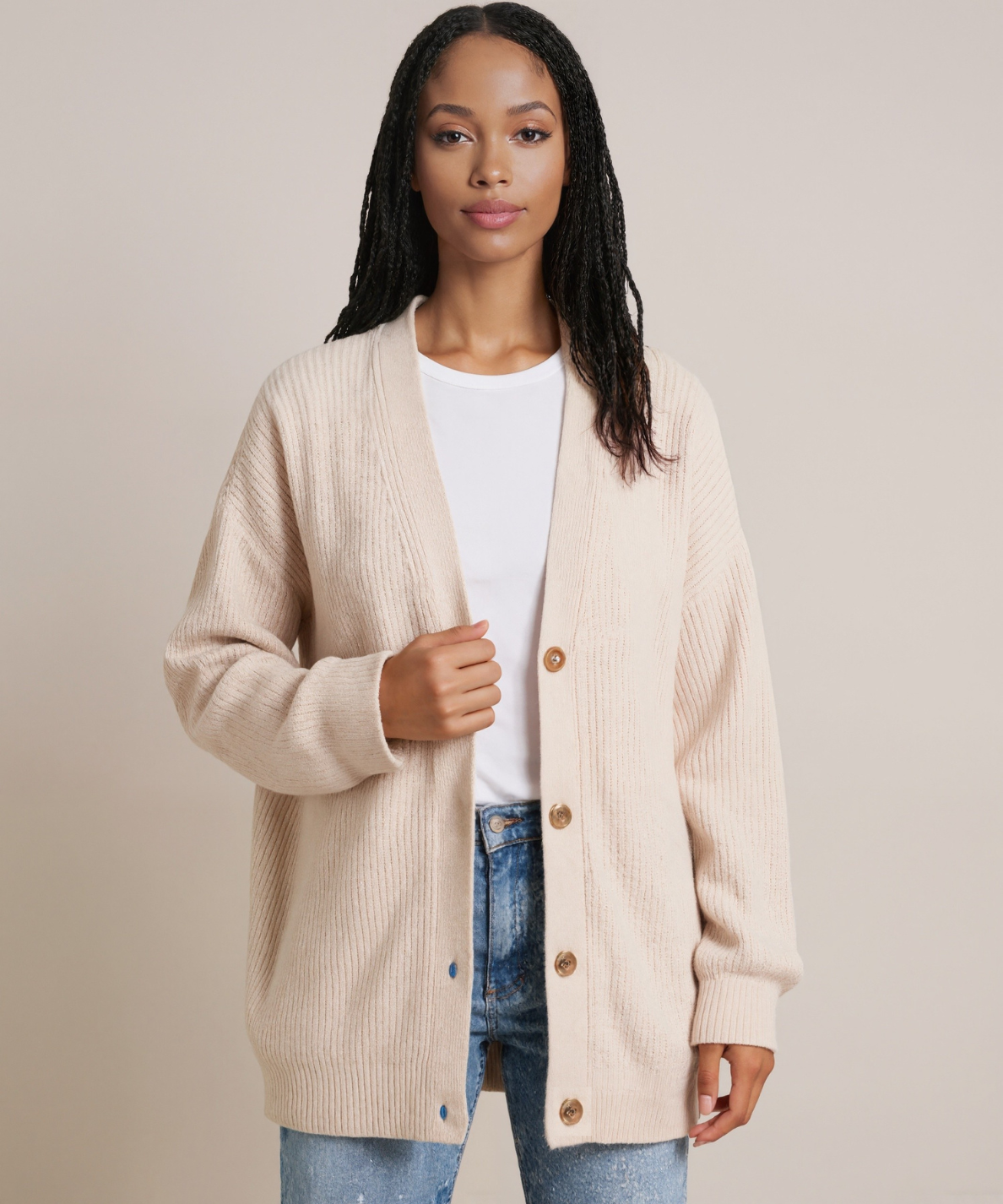Minimalist Cashmere Knit Long Cardigan - Image 4
