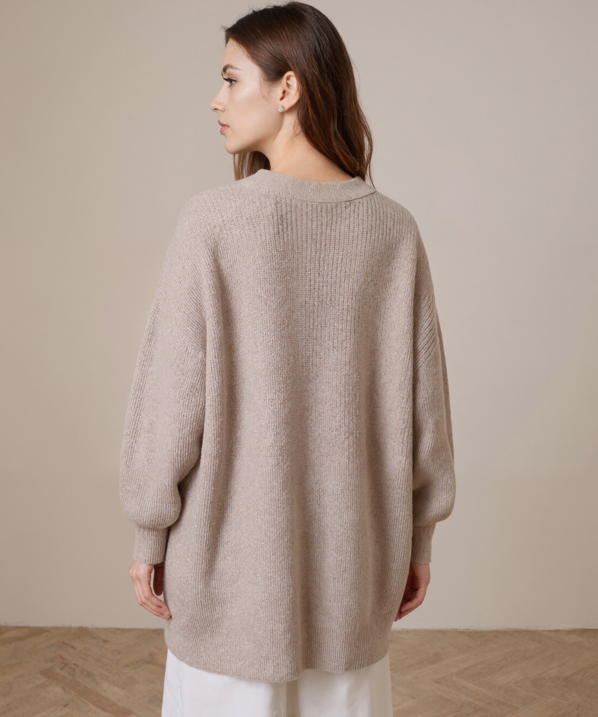 Minimalist Cashmere Knit Long Cardigan - Image 10