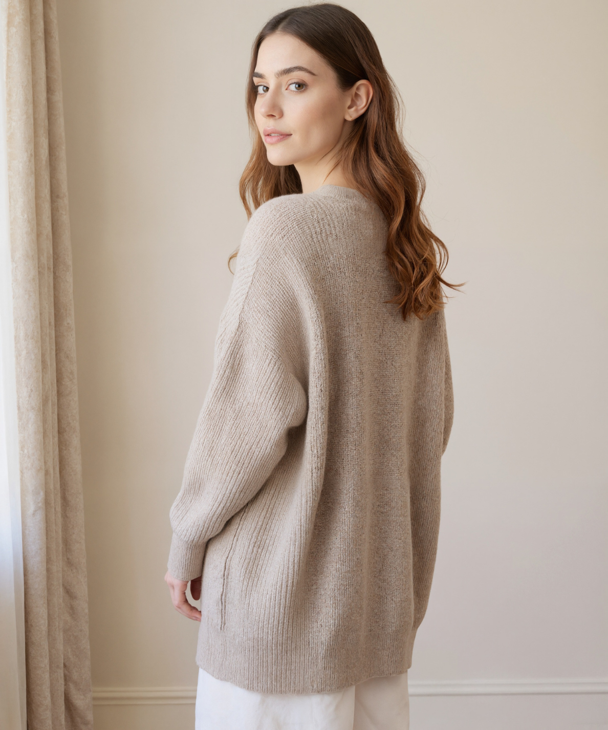 Minimalist Cashmere Knit Long Cardigan - Image 8