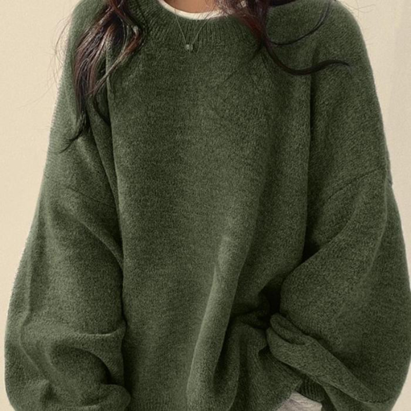 Oversized Drop Shoulder Split Hem Sweater For Women - Image 13