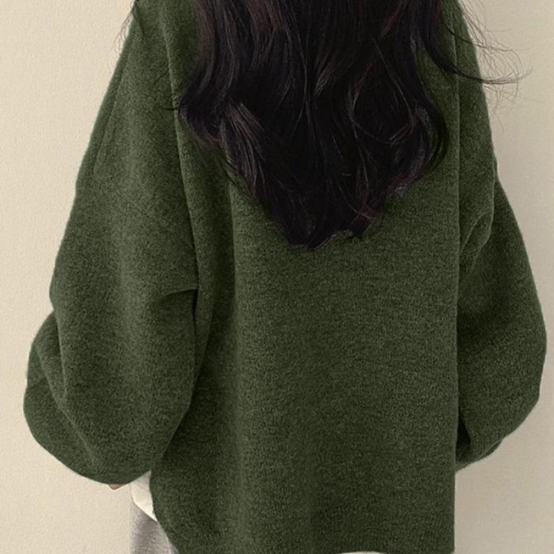 Oversized Drop Shoulder Split Hem Sweater For Women - Image 18