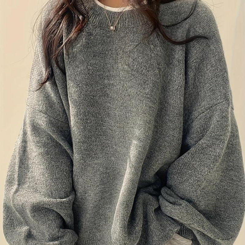 Oversized Drop Shoulder Split Hem Sweater For Women - Image 12
