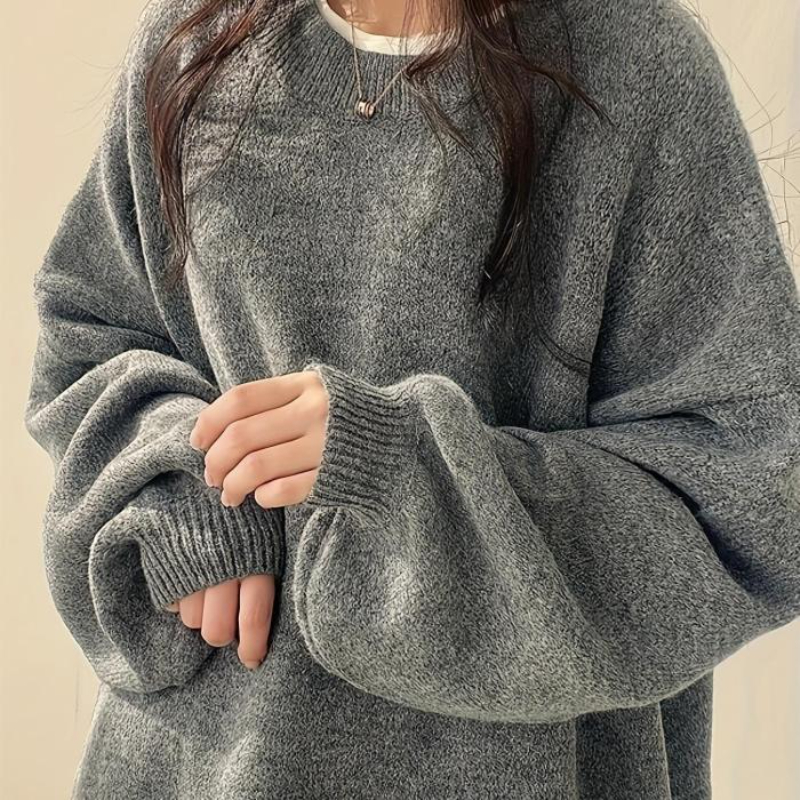 Oversized Drop Shoulder Split Hem Sweater For Women - Image 17