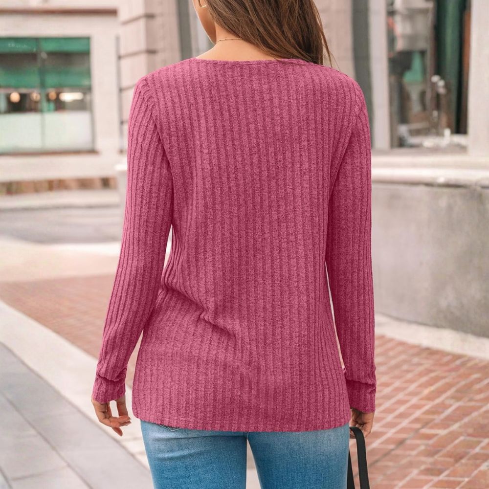 Long Sleeve Knit Tunic Top With Lace Detail For Women - Image 10