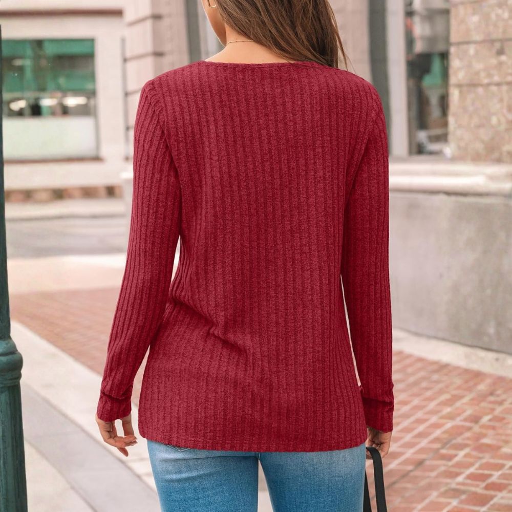 Long Sleeve Knit Tunic Top With Lace Detail For Women - Image 12