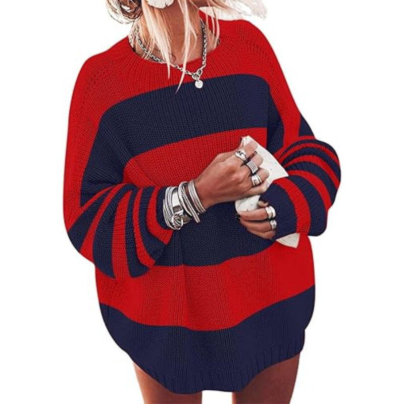 Oversized Chunky Knit Sweater With Batwing Sleeve For Women - Image 8