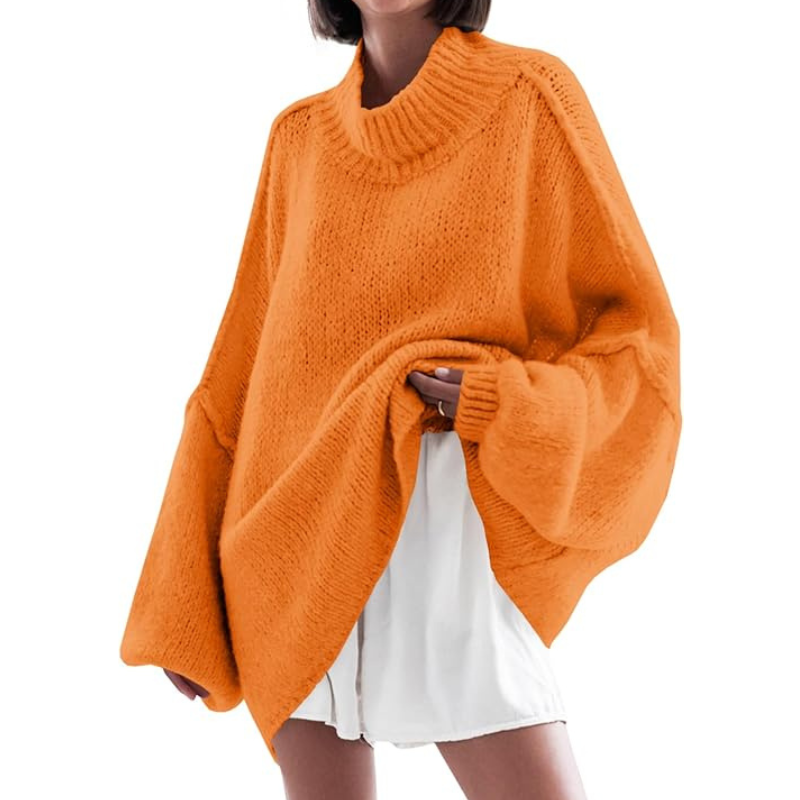 Oversized Ribbed Casual Sweater With Long Batwing Sleeve For Women - Image 21