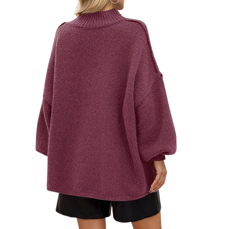 Oversized Ribbed Casual Sweater With Long Batwing Sleeve For Women - Image 20