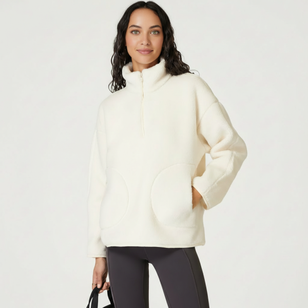 Plush Textured Half Zip Fleece Pullover