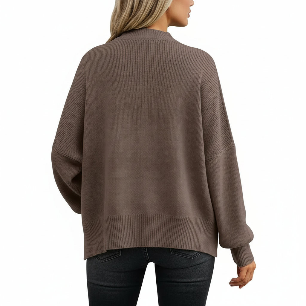 Oversized Batwing Knit Side Slit Pullover Sweater For Women - Image 8