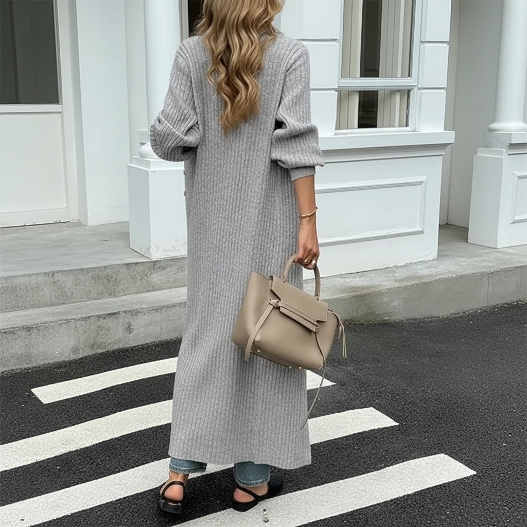 Long Sleeve Button Front Chunky Style Knit Cardigan Sweater Coat - Image 7