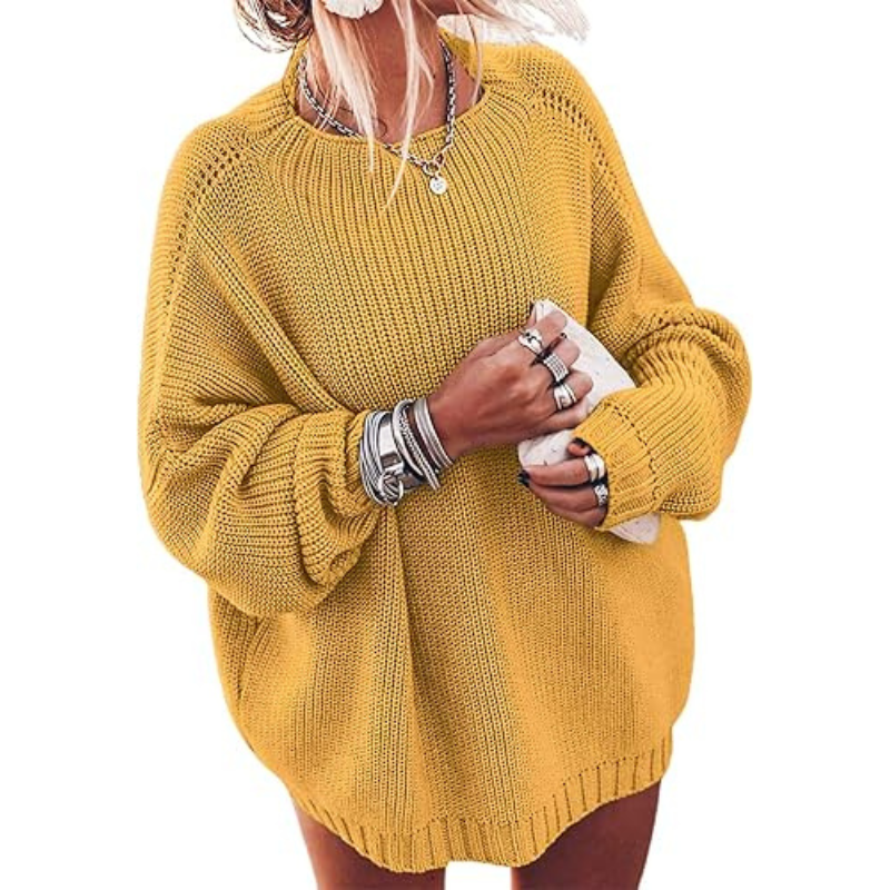 Oversized Chunky Knit Sweater With Batwing Sleeve For Women - Image 3