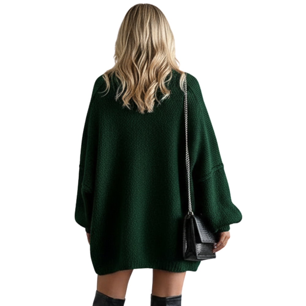 Oversized Open Front Lantern Sleeve Cardigan - Image 12