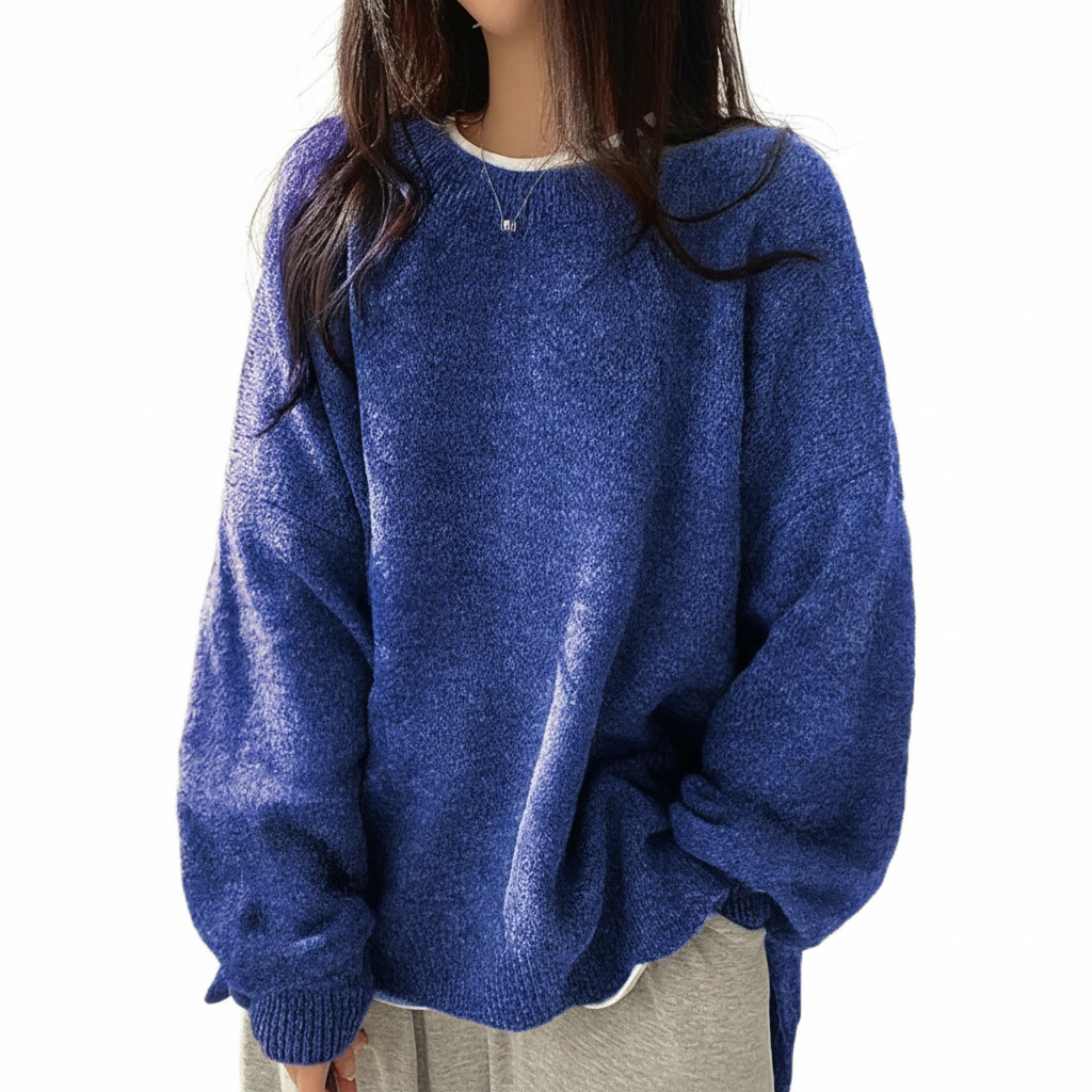Oversized Drop Shoulder Split Hem Sweater For Women - Image 4