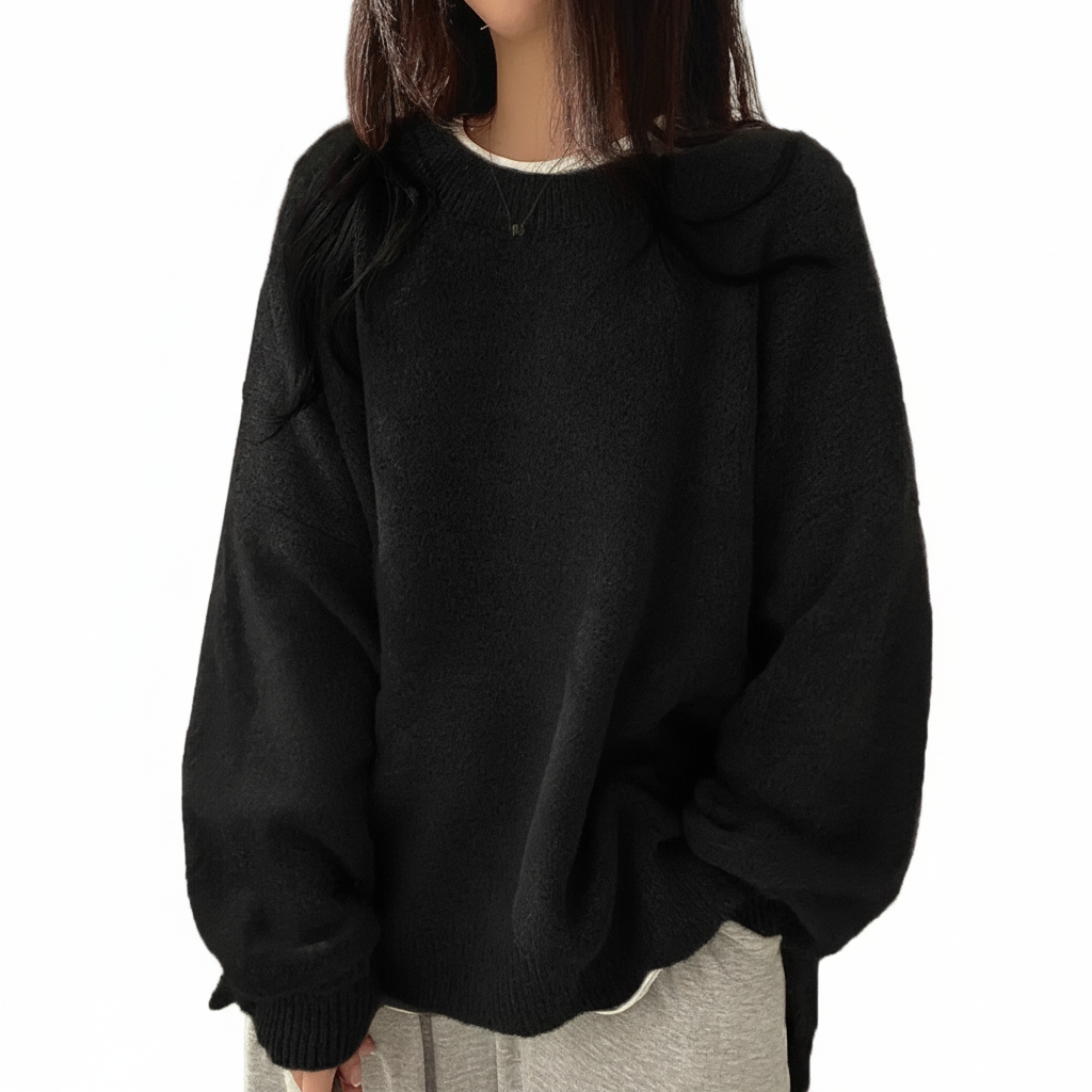 Oversized Drop Shoulder Split Hem Sweater For Women - Image 10