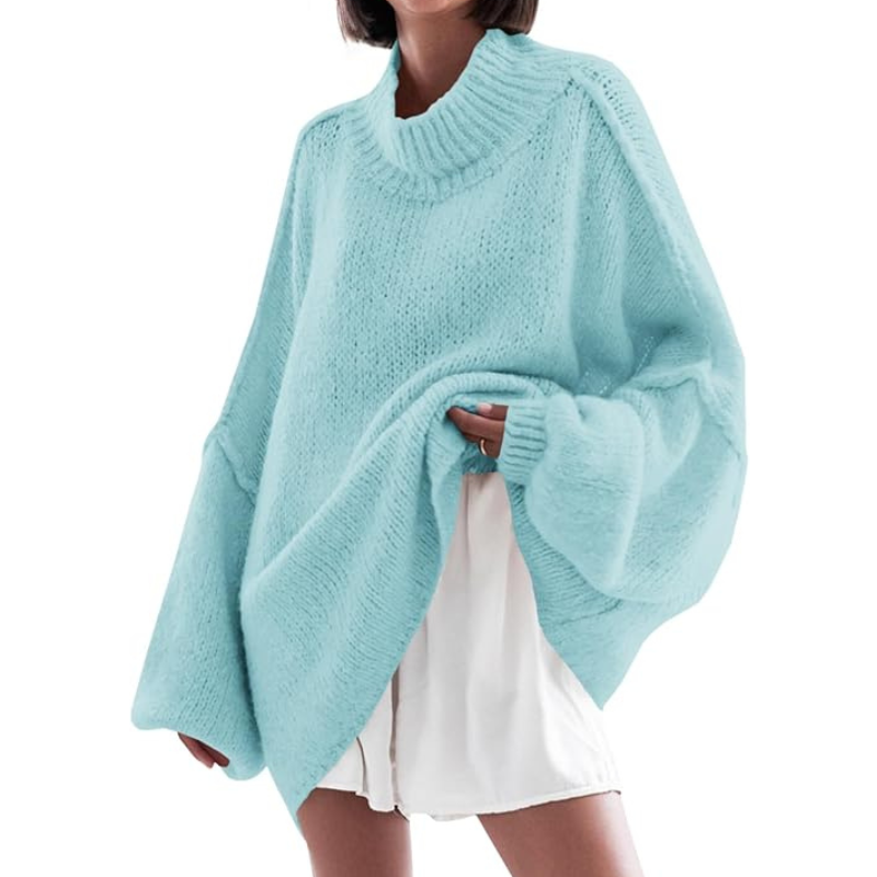 Oversized Ribbed Casual Sweater With Long Batwing Sleeve For Women - Image 11