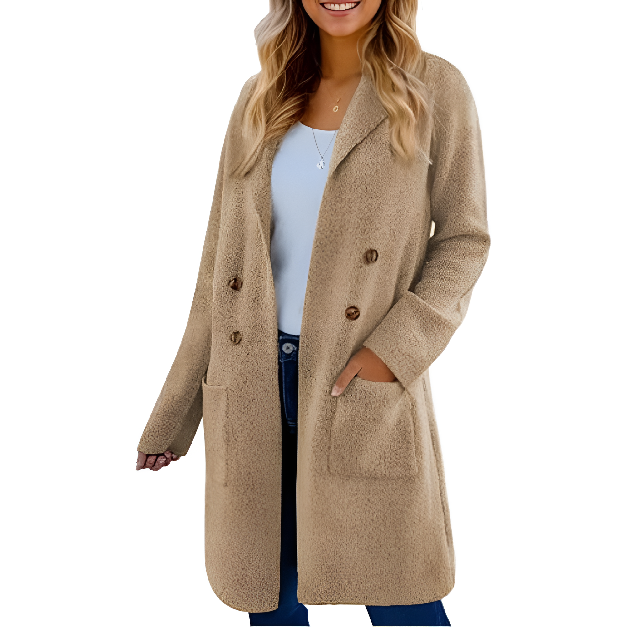 Long Open Front Cardigan Coat for Women - Image 5