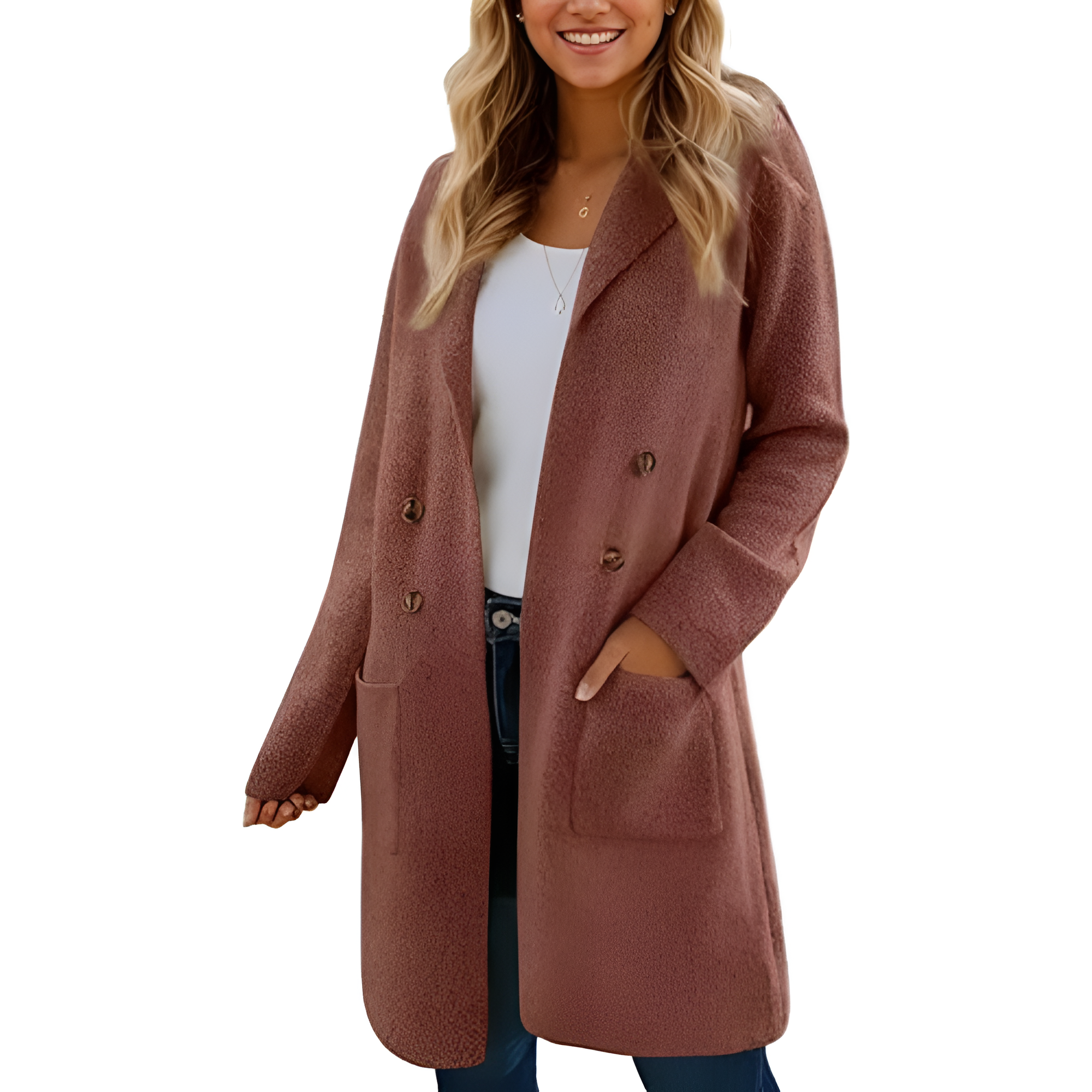 Long Open Front Cardigan Coat for Women - Image 7