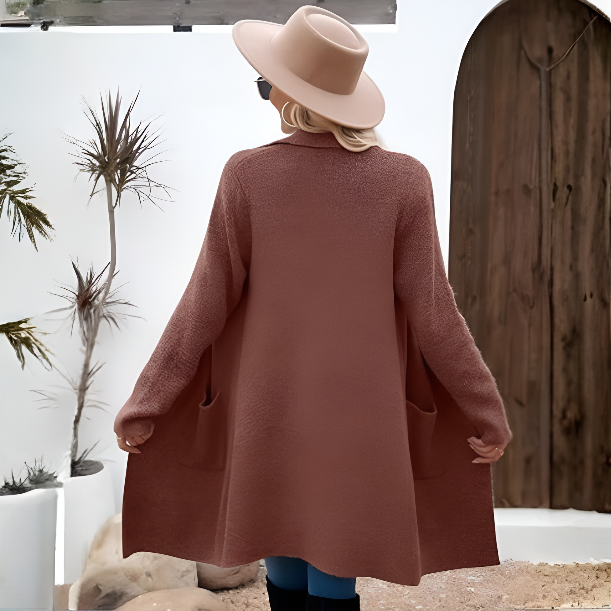 Long Open Front Cardigan Coat for Women - Image 8