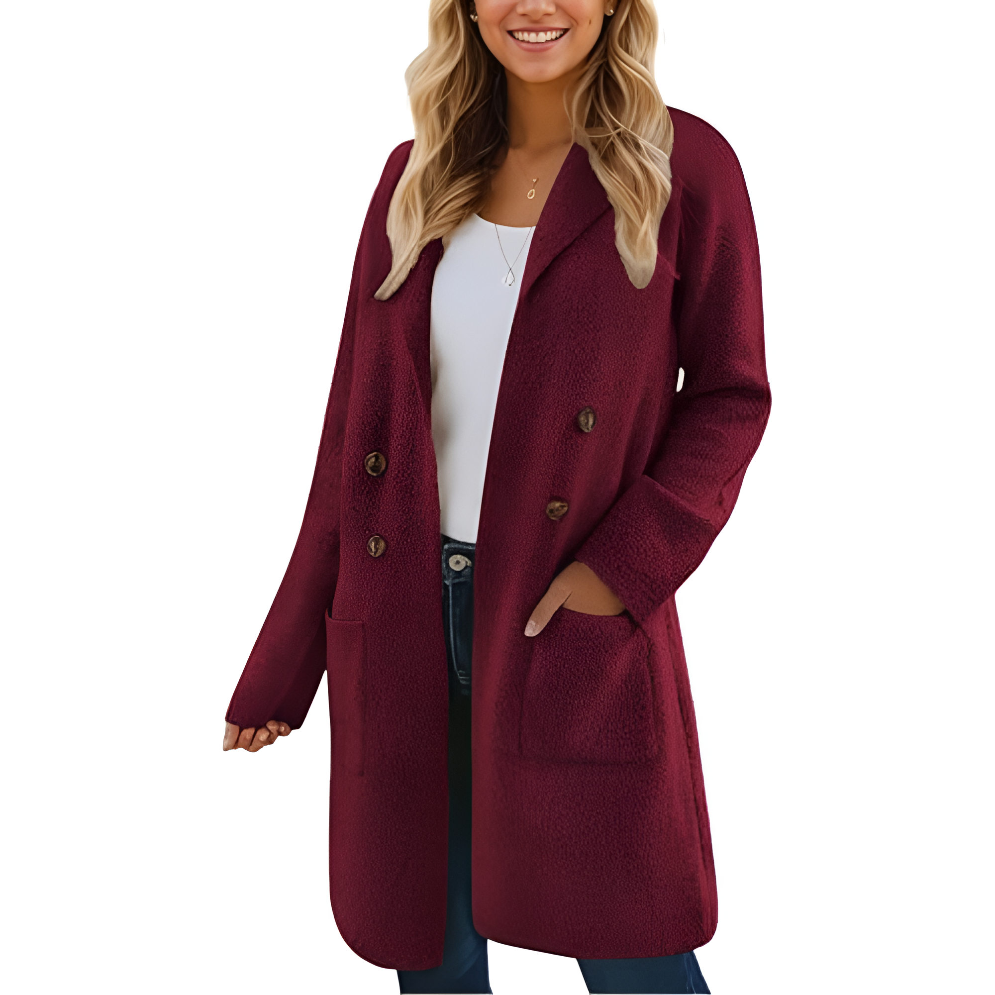 Long Open Front Cardigan Coat for Women - Image 13