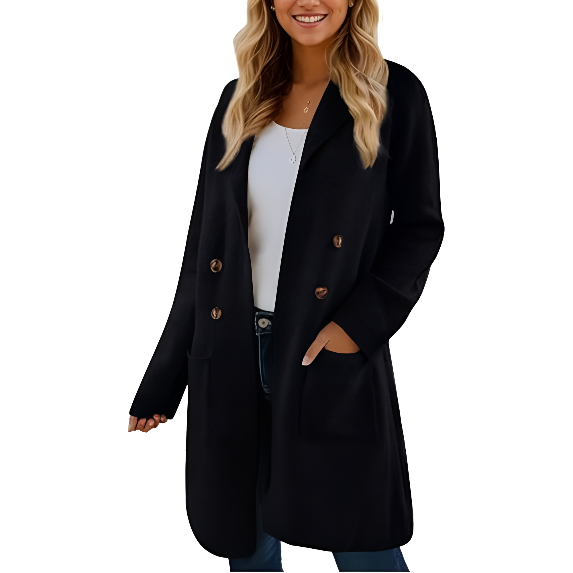 Long Open Front Cardigan Coat for Women - Image 15