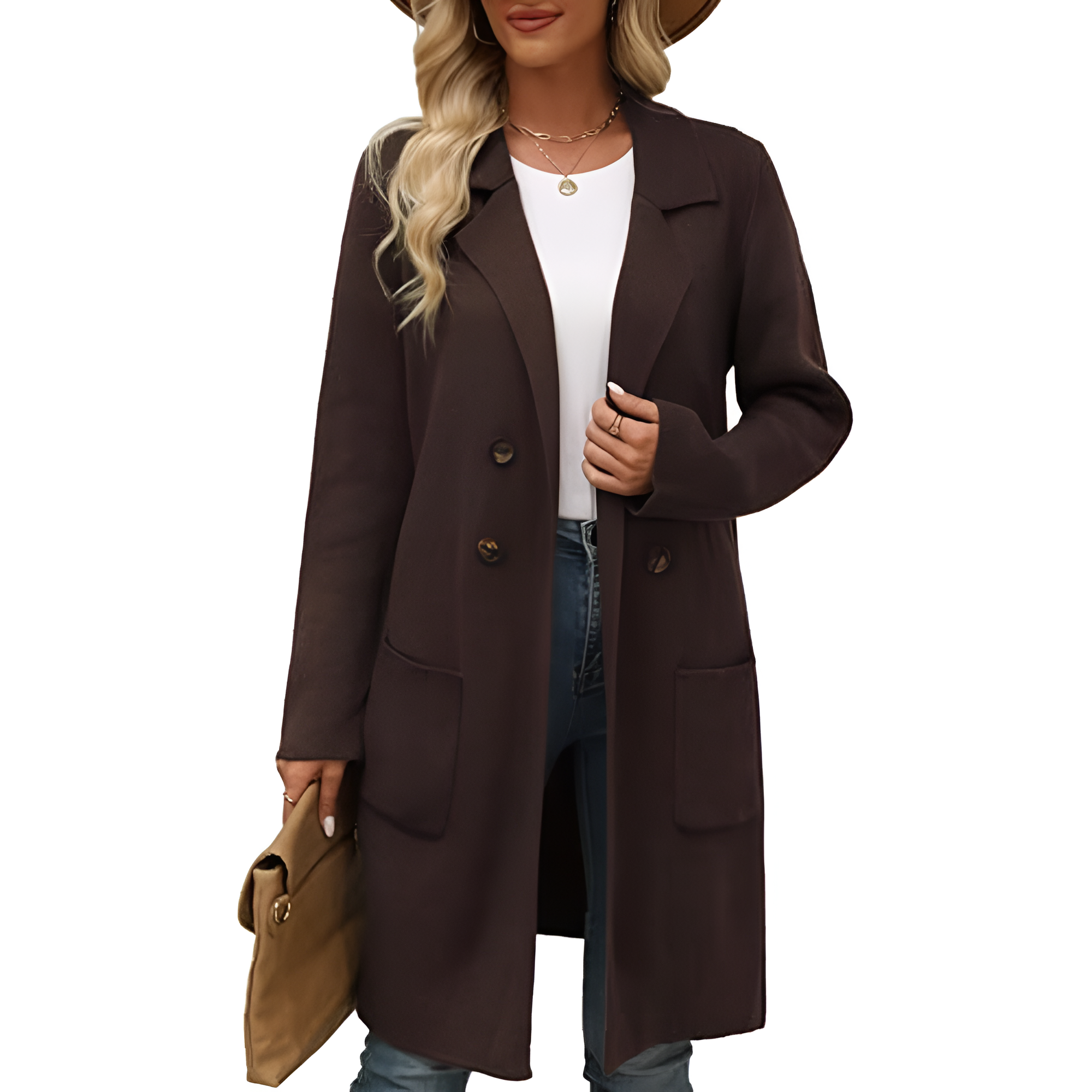 Long Open Front Cardigan Coat for Women - Image 17