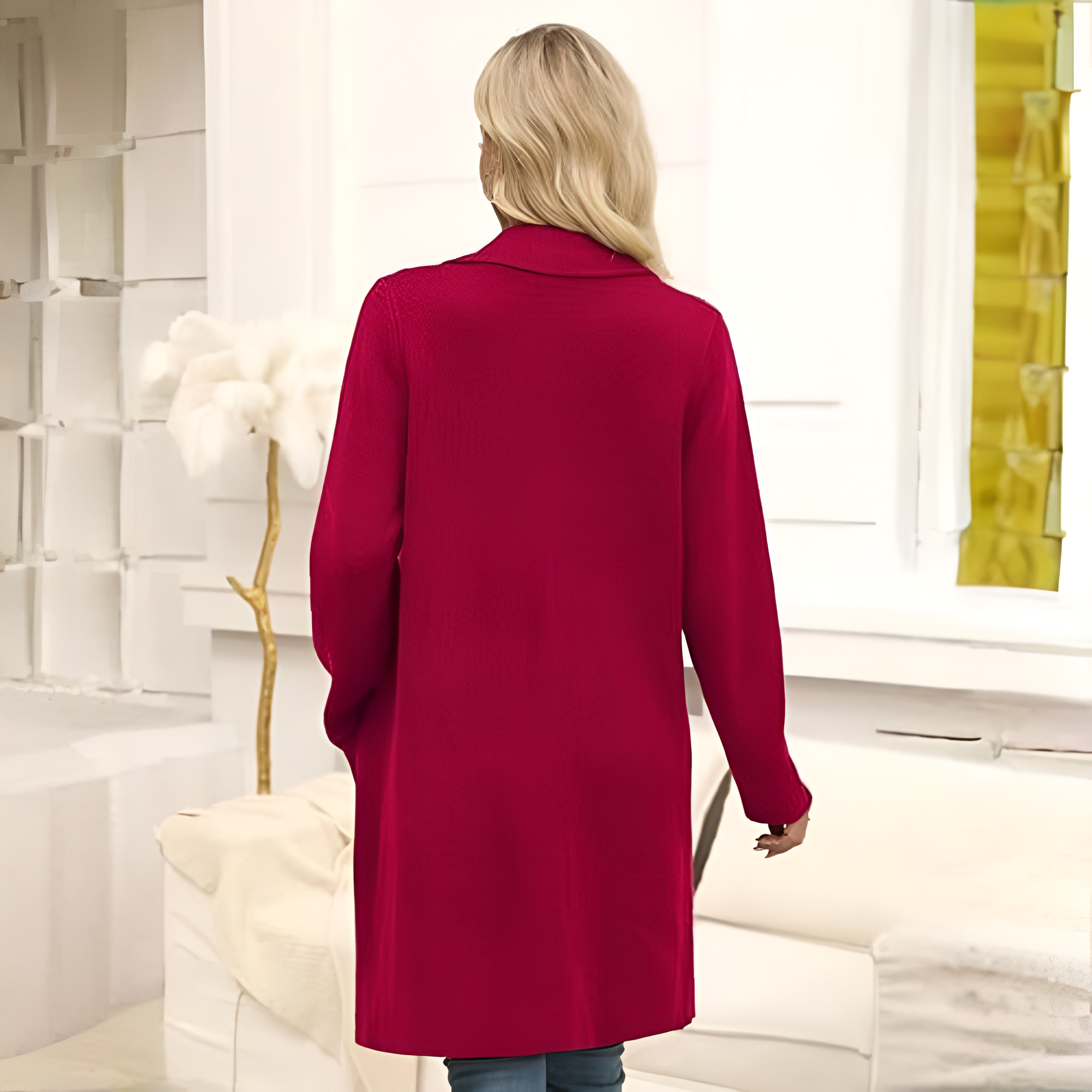 Long Open Front Cardigan Coat for Women - Image 10